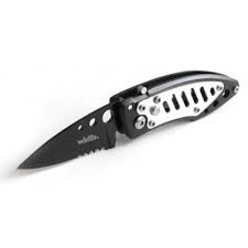 Navaja de bloqueo automático, mango metal negro/plata, Wallis
