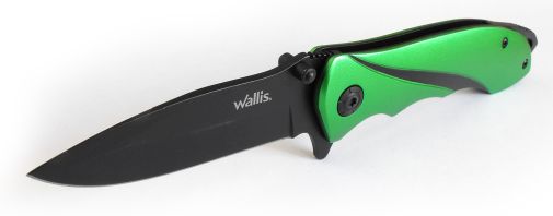 Navaja de bloqueo manual, mango S.O.S. metal verde, Wallis