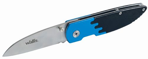 Navaja de bloqueo manual, mango metal azul/negro, Wallis