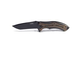 Navaja de bloqueo manual, mango metal negro/tipo madera