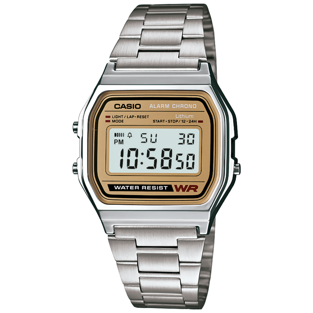 Reloj CASIO Men's Alarm Chrono SS Sil/Gld A158WEA-9CF