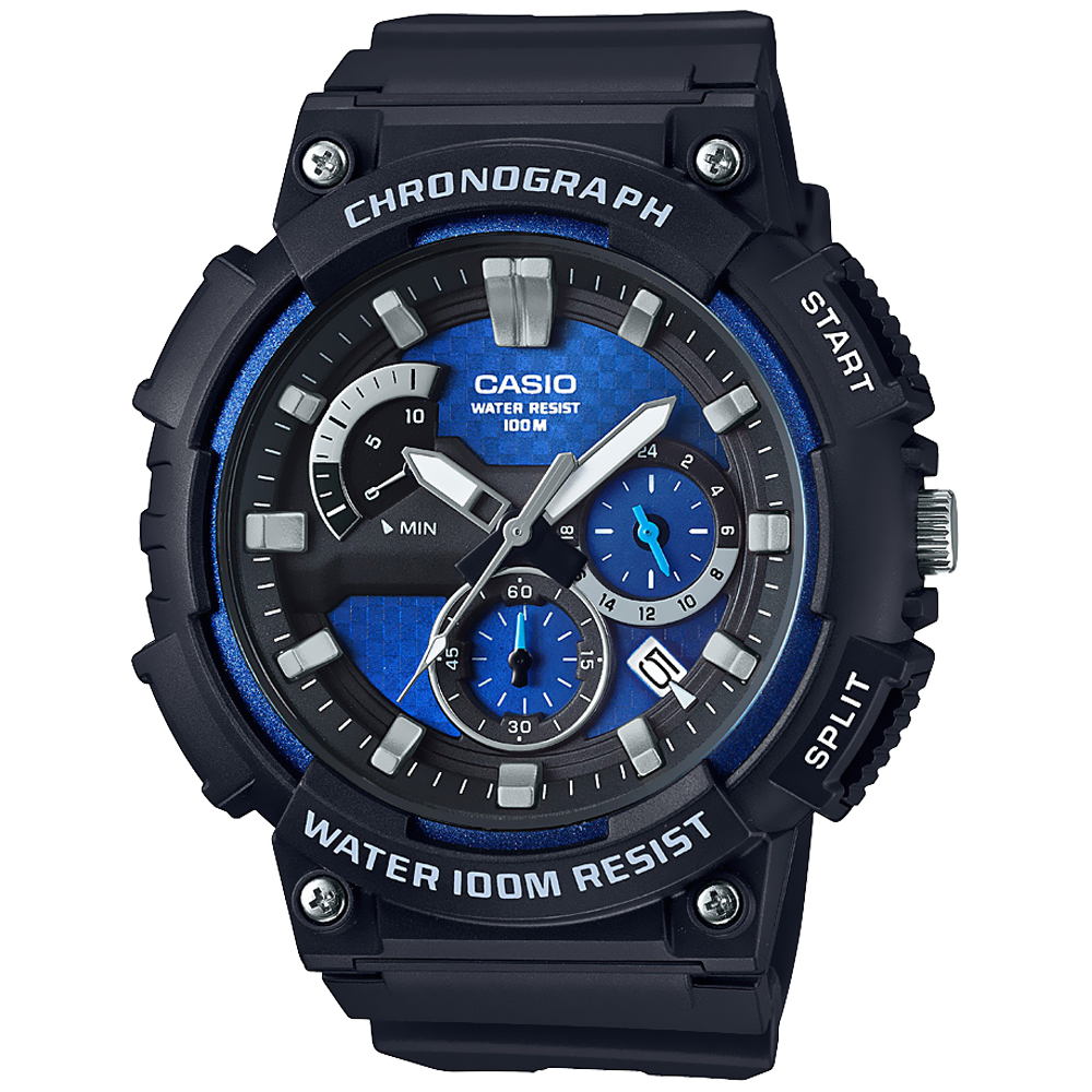 Reloj CASIO Mens 3H AD Resin BLK/BLU MCW-200H-2AVCF
