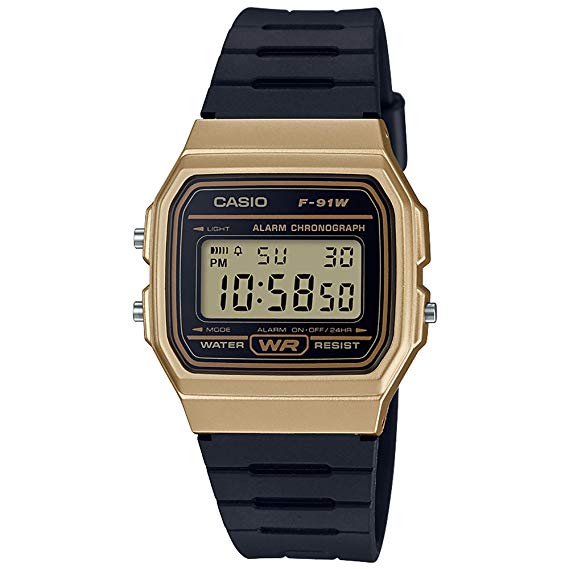 Reloj CASIO Mens Classic Digi Resin Blk/G F-91WM-9ACF
