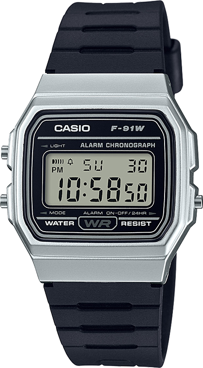 Reloj CASIO Mens Classic Digi Resin Blk/Sl F-91WM-7ACF