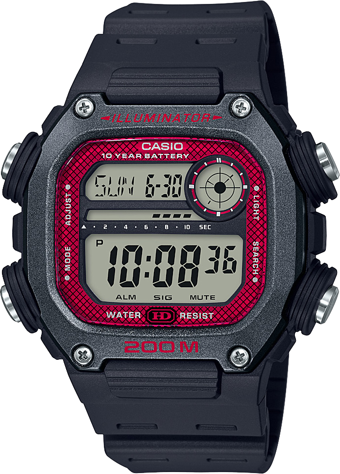 Reloj Casio  RELOJ CASIO MEN'S D RESIN BLK/RED DW-291H-1BVCF