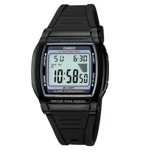 Reloj Casio 10 Year Digital Resin Black 4 W-201-1AVCF