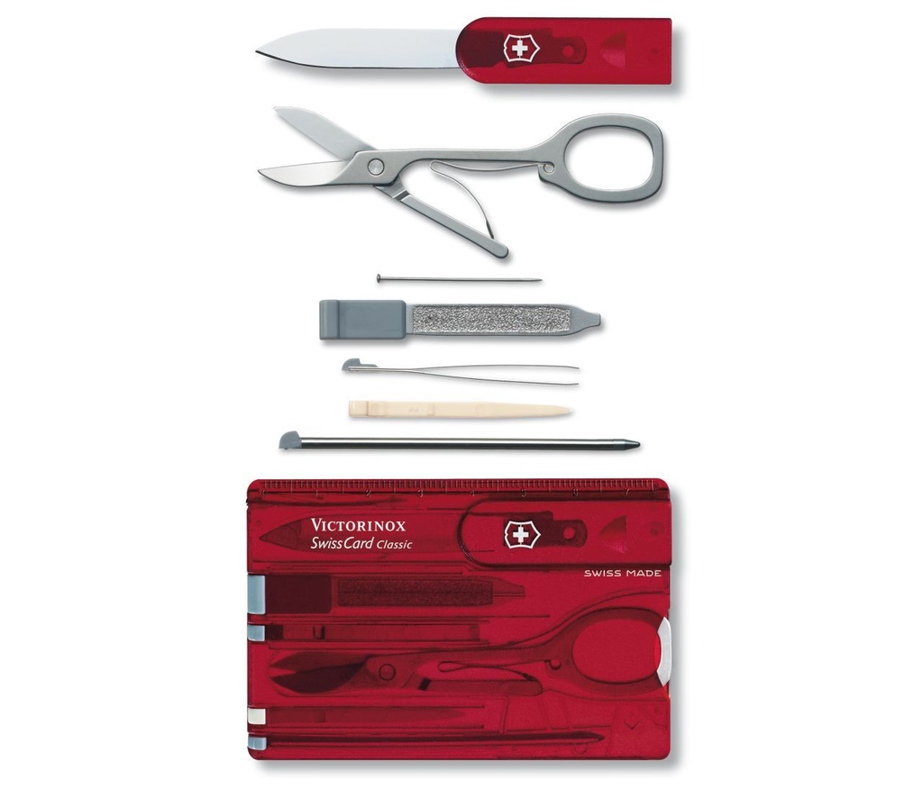 Swiss Card Classic roja transparente Victorinox