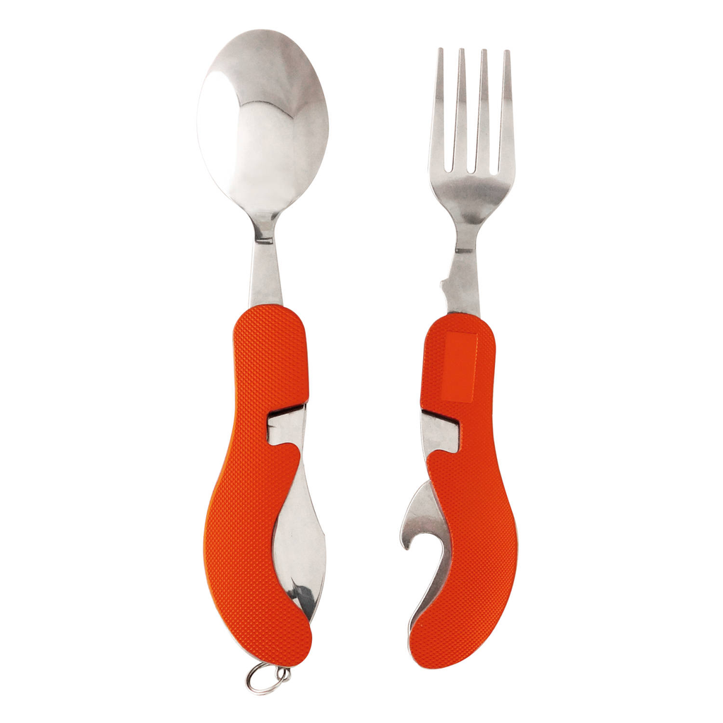 Cubiertos y ata de 5 usos desprendible a 2 piezas 10 cm mango aluminio naranja K900959