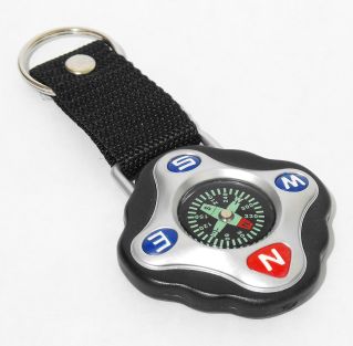 Brújula con anilla para llavero, negro con plata, Wallis