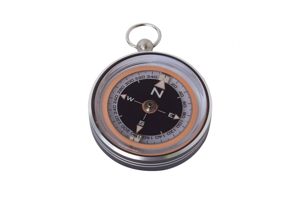 Brújula profesional de bolsillo negro con plata Wallis C270616