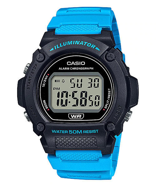 Reloj CASIO HD digi BlacK Blue W-219H-2A2VCF