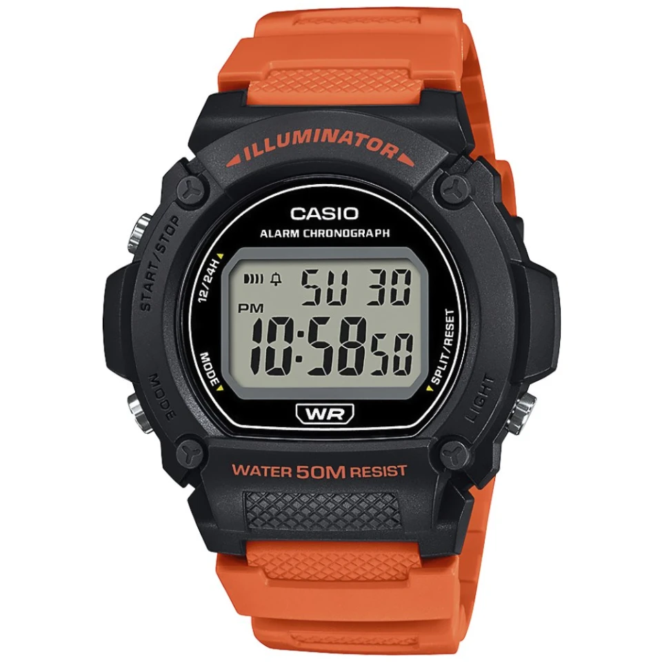 RELOJ CASIO HD Digi resina Black Orange W-219H-4AVCF