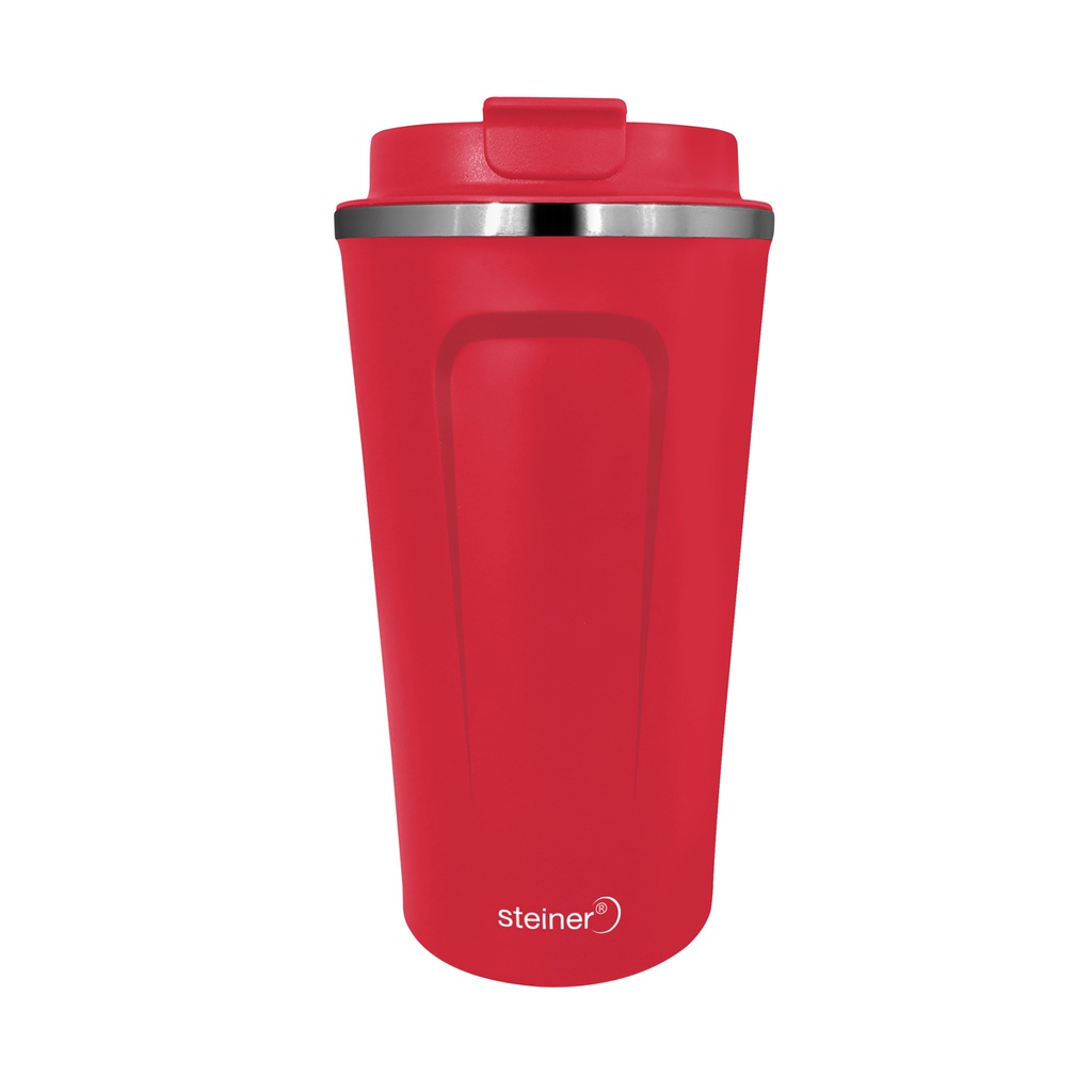 TAZA DE ACERO INOX, ROJA 500ML