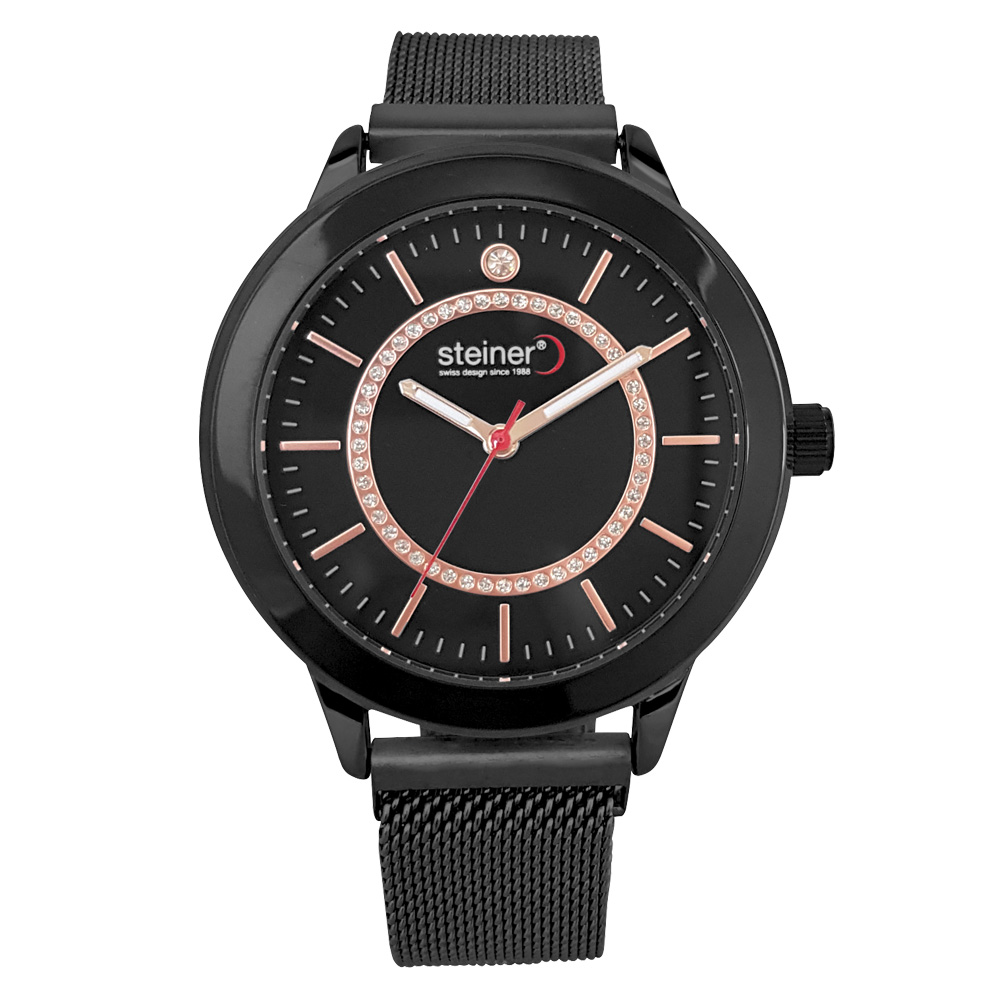 Reloj Steiner DAMA CORREA ACERO 3ATM NEGRO ST22748WQ