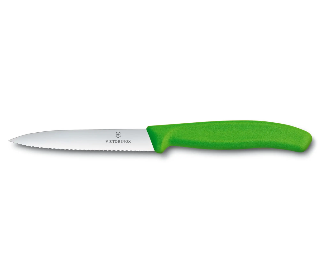 SwissClassic cuchillo VX puntiagudo dentado 10 cm verde 6.7736.L4