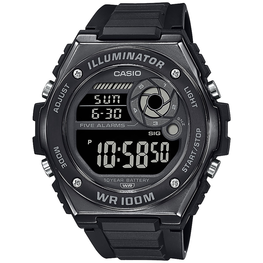 Casio MEN'S DIGI RSN BLK/BLK MWD-100HB-1BVCF