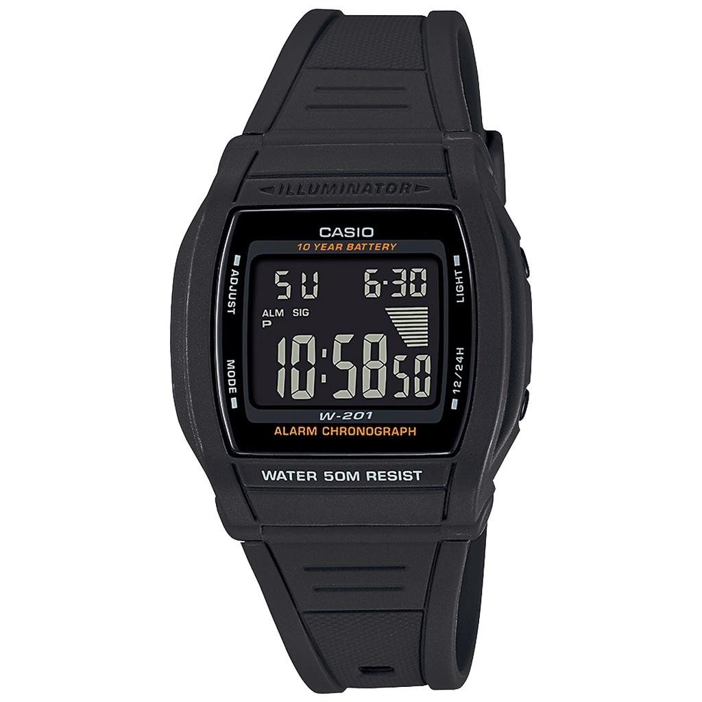 Casio 10 YEAR DIGI RES REVERSE LCD B W-201-1BVCR