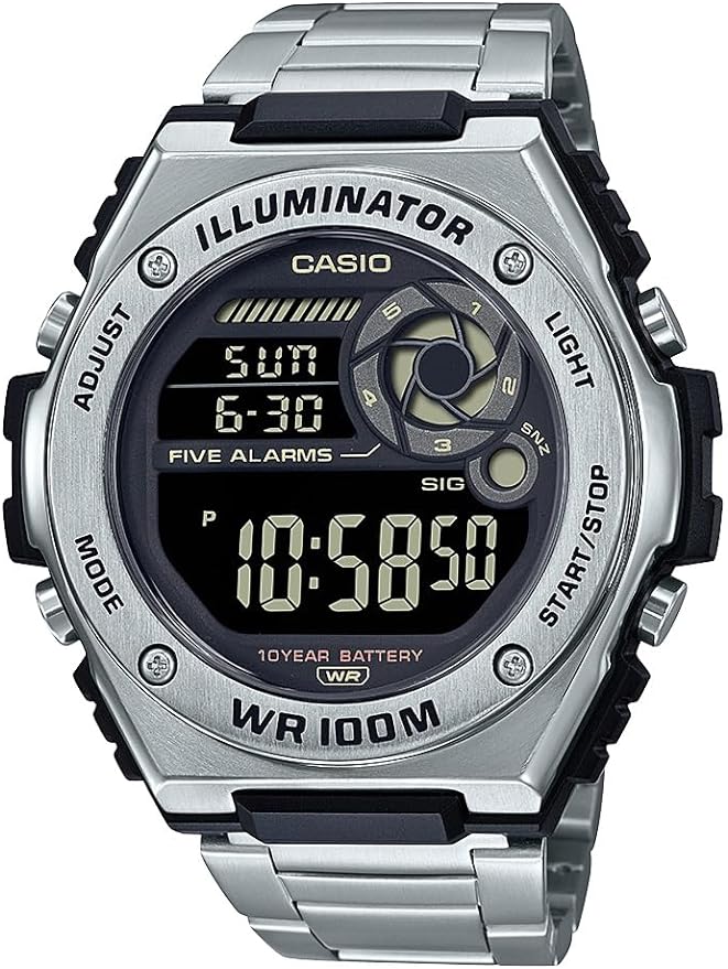 MEN'S DIGITAL SS SILVER NEGRO 4 CASIO MWD-100HD-1BVCF