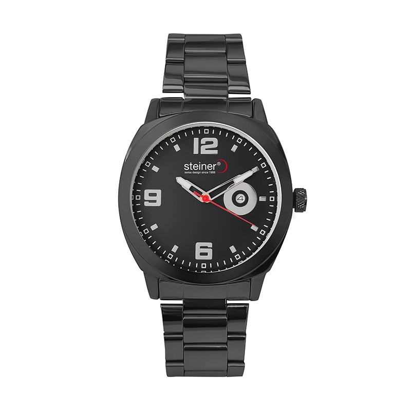RELOJ ANALOGO NEGRO,  ACERO INOXIDABLE STEINER ST23253WQ