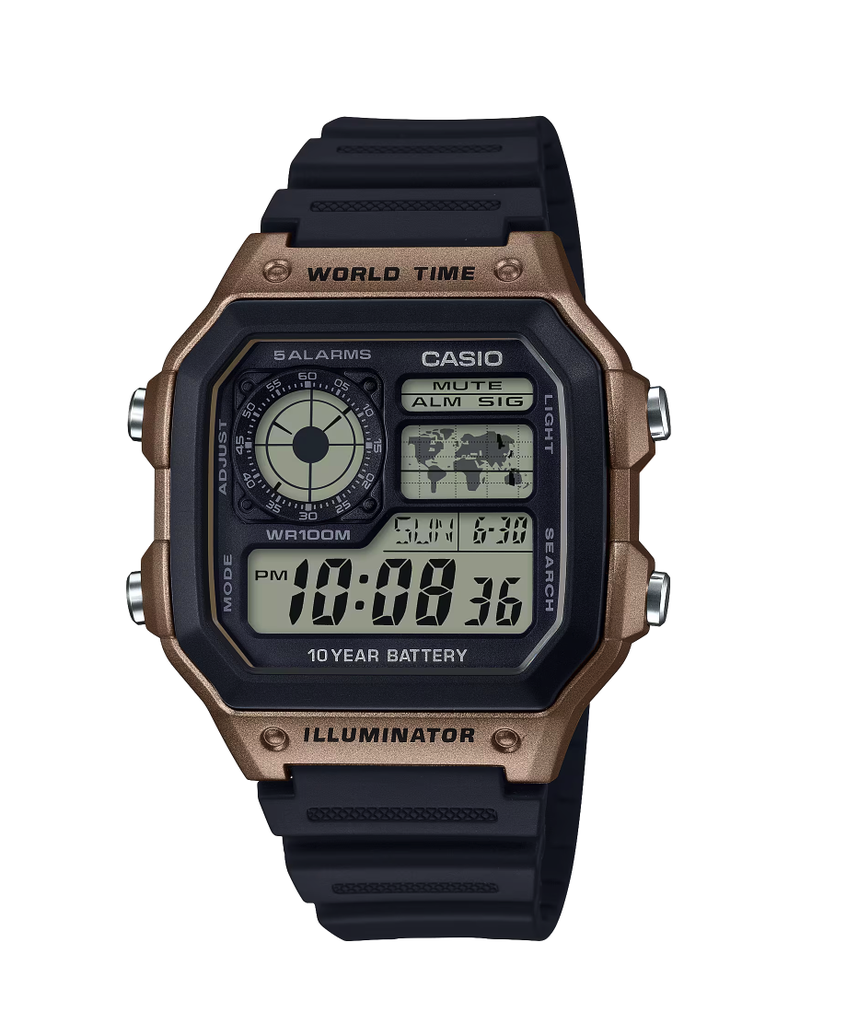 RELOJ RESIN NEGRO/ BRONCE ,CASIO, AE-1200WH-5AVCF