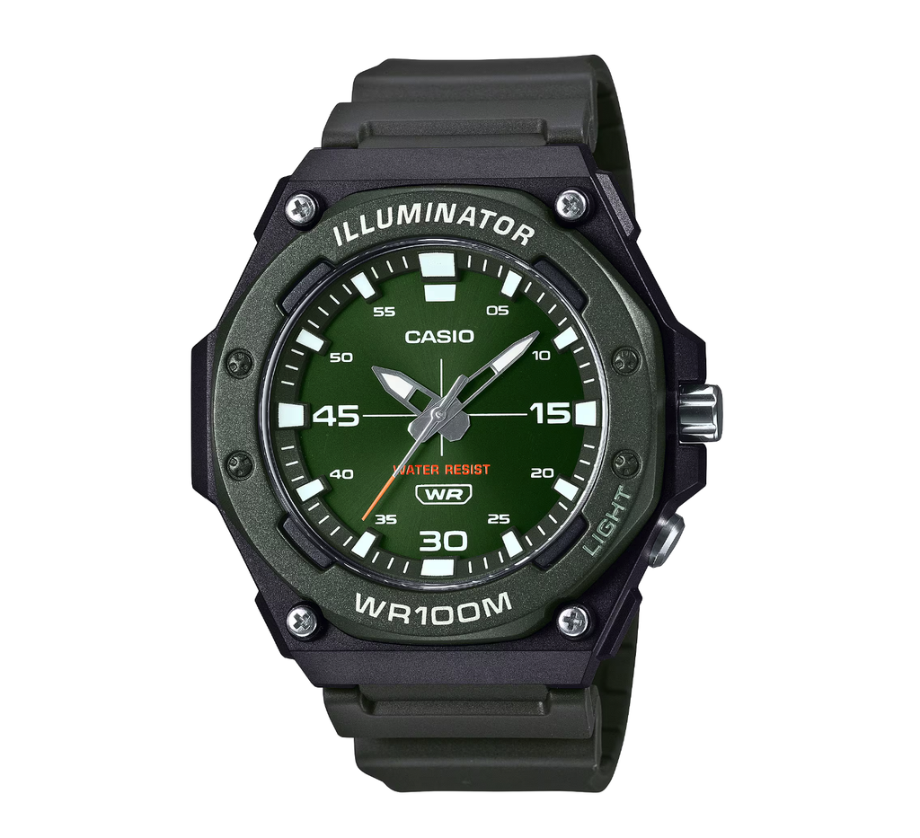 RELOJ 3H ANALOGO 10M WR RESIN VERDE, CASIO, MW-620H-3AVCF