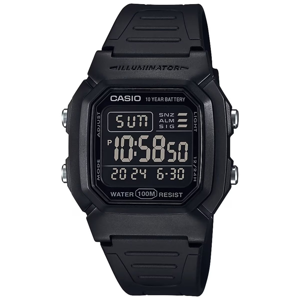 RELOJ DIGITAL RESIN NEGRO REVERSE LCD CASIO W-800H-1BVCF