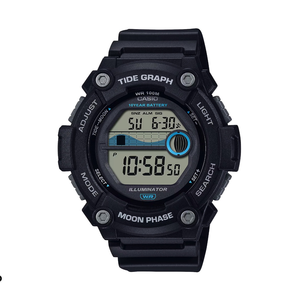 RELOJ 10YR TIDE DIGITAL ACUATICO NEGRO, CASIO WS-1300H-1AVCF