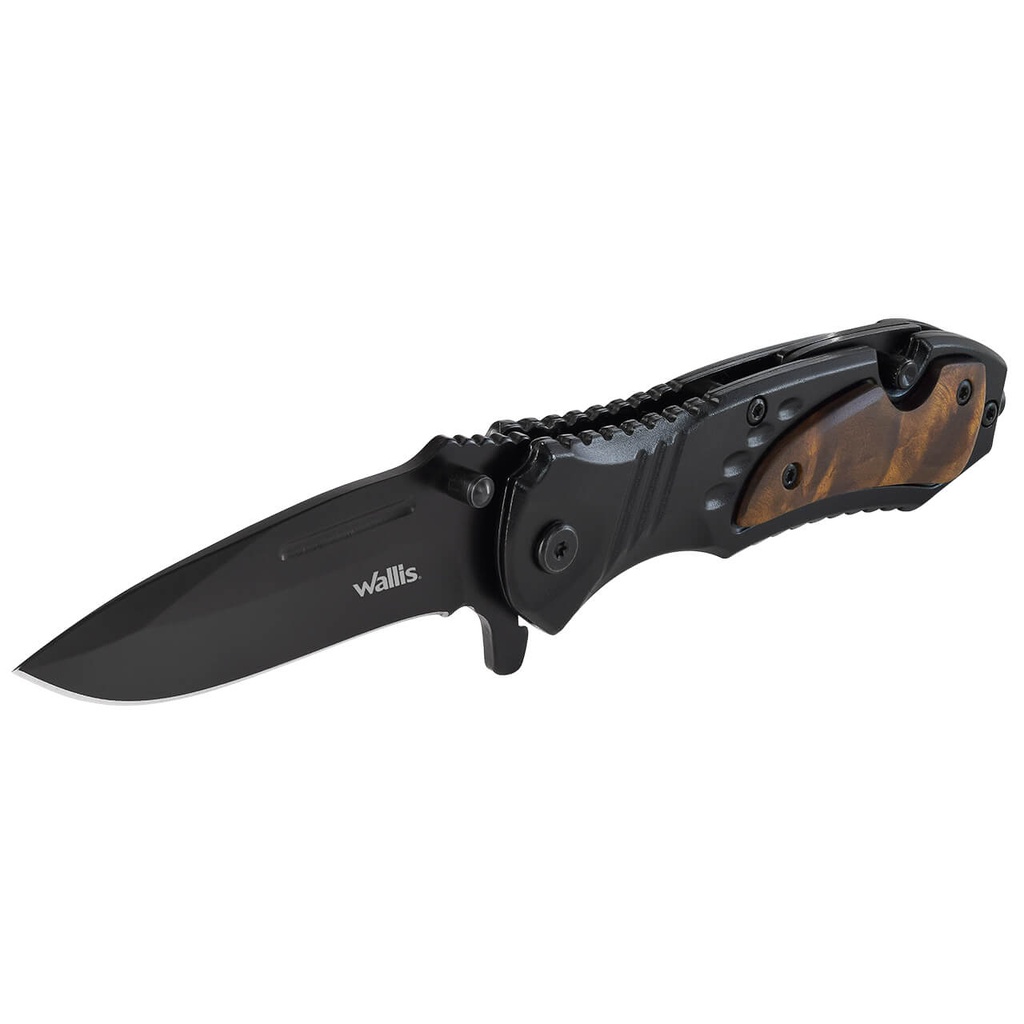 NAVAJA C/MANGO MADERA C/ACERO,HOJA NEGRA WALLISK901187