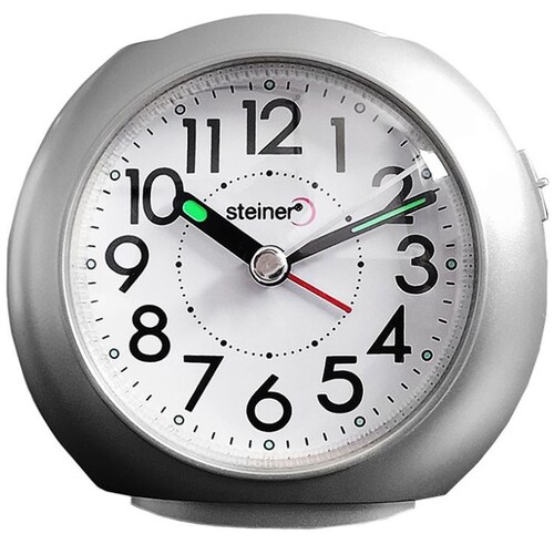 Reloj Despertador Luz Led Steiner Plata Wake Up BB08011SL