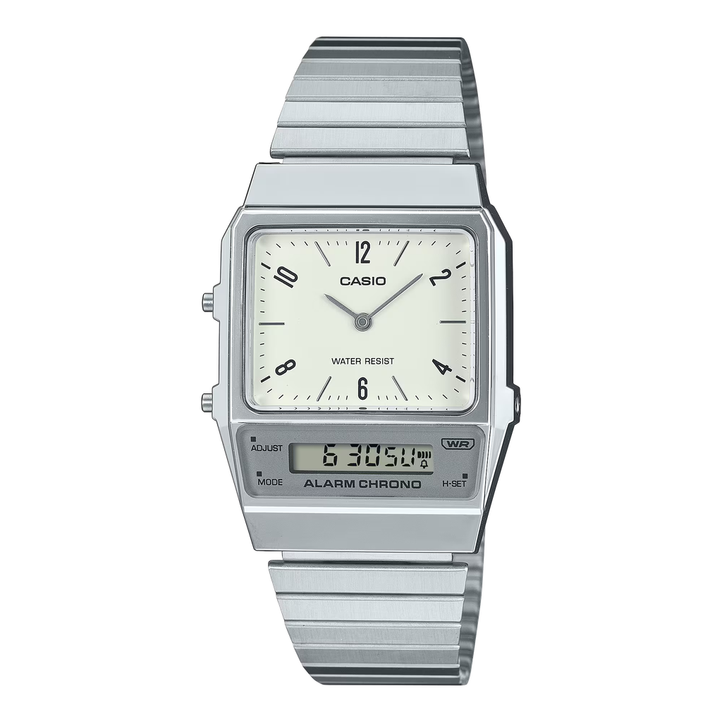 Vintage Analogo Dig Whit/Silv AQ-800E-7A2VT