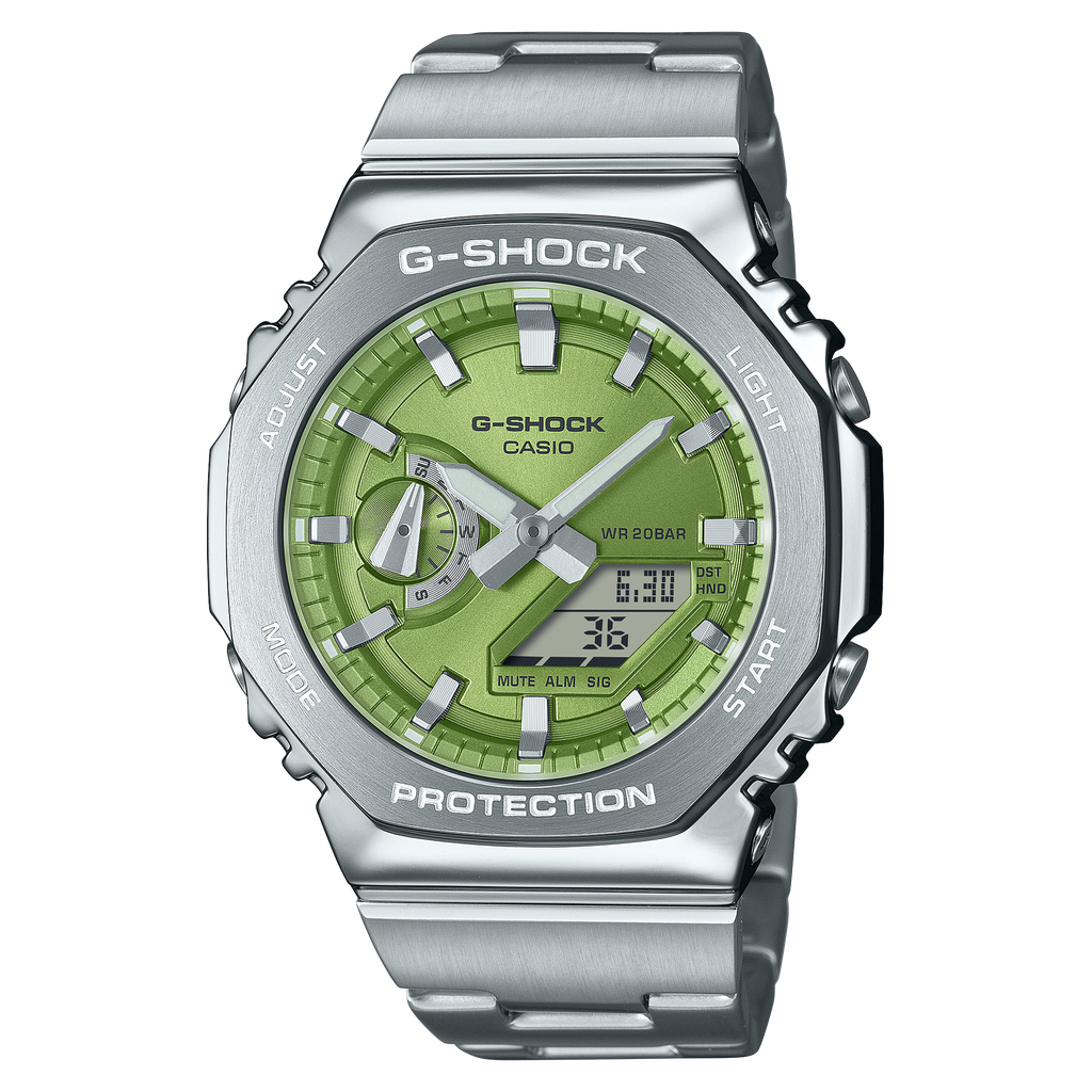 G-Steel AD SS SIL/GRN  CASIO GM-2110D-3ACR