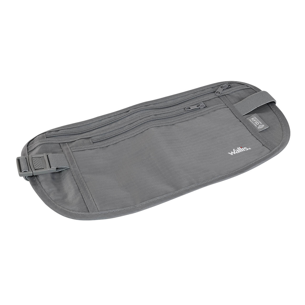 Cartera de seguridad con correa para cintura 14x29.5 cm color gris (protección RFID) K0306314