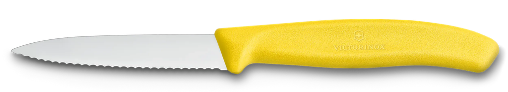 cuchillo legumbres SwissClassic, dentado, amar., 2 piezas Blister  6.7636.L118B