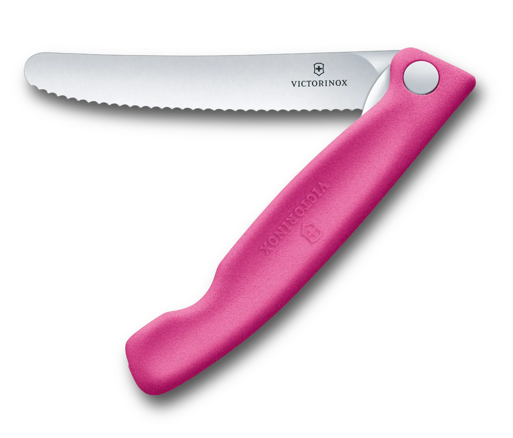 Swiss Classic Foldable Paring Knife, wavy edge, pink, blister  6.7836.F5B