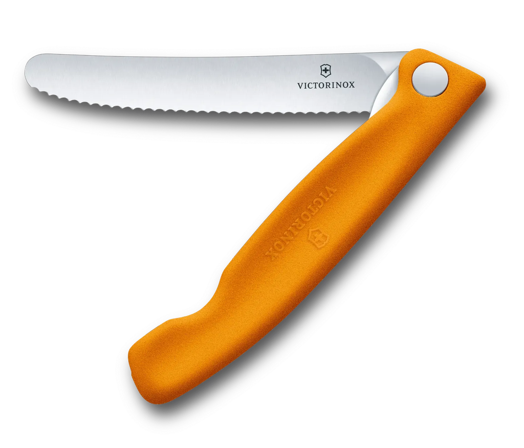 Swiss Classic Foldable Paring Knife, wavy edge, orange, blister  6.7836.F9B