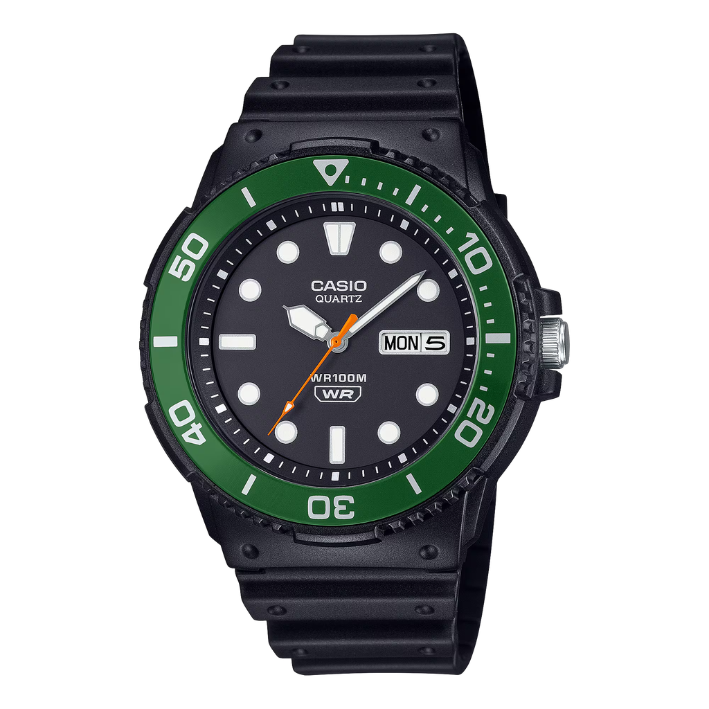CASIO Mens Analogo Alum Resin BLK GRN MRW-230H-1E3VCF