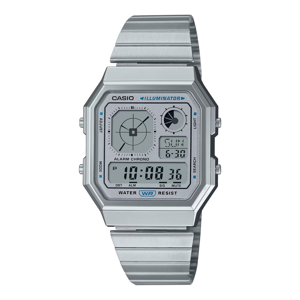 VINTAGE DIGI METAL SIL/WHT A130WE-7ACF