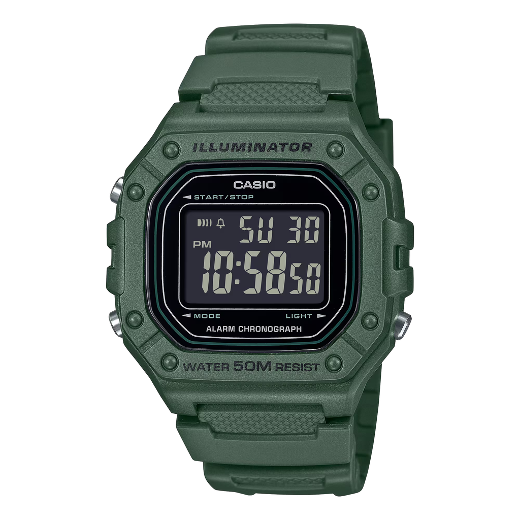 Casio MEN'S DIGI REV LCD RESIN GRN W-218H-3BVCF