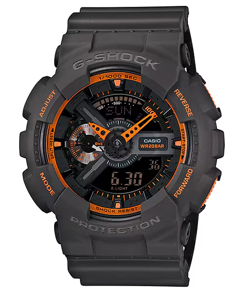 Casio GS XL AD Neon Acct Gry w/Org GA-110TS-1A4CR