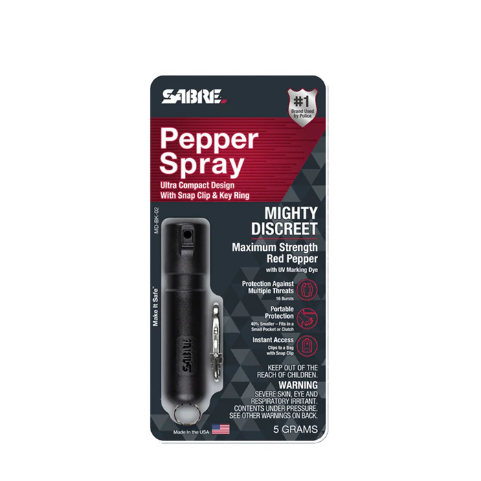 GAS PIMIENTA LLAVERO CHICO 5 GRMS. NEGRO MARCA SABRE MD-BK-02