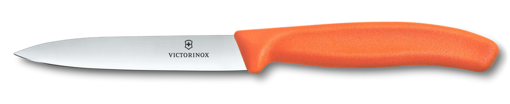 Swiss Classic, paring knife, 10cm, straight, pointed tip, orange 6.7709.C1