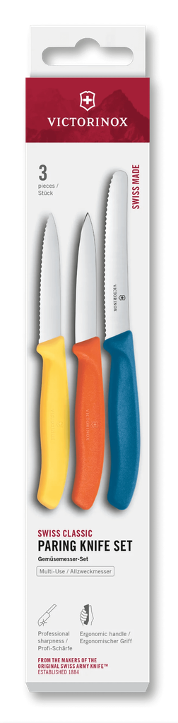 Swiss Classic, paring knife set, 3pcs, straight/wavy, yellow/orange/blue, box 6.7116.32C1