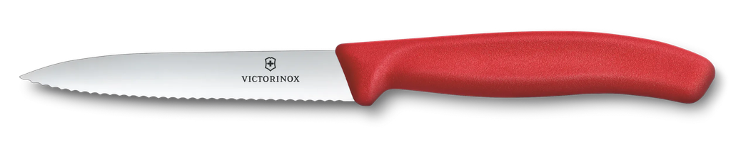 Swiss Classic, paring knife, 10cm, wavy, pointed tip, red 6.7731.C1