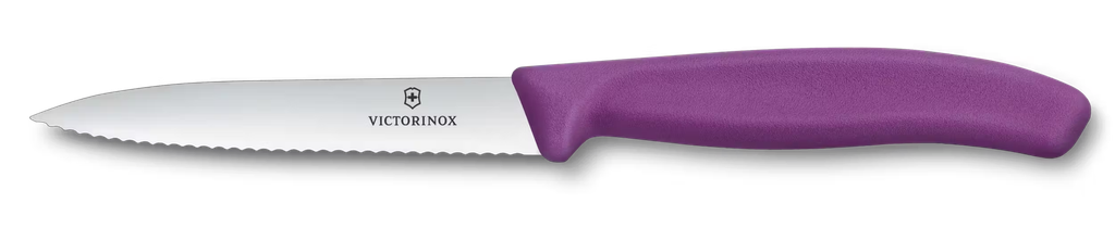 Swiss Classic, paring knife, 10cm, wavy, pointed tip, purple 6.7735.C1