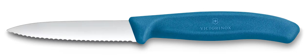 Swiss Classic, paring knife, 8cm, wavy, pointed tip, blue 6.7632.C1