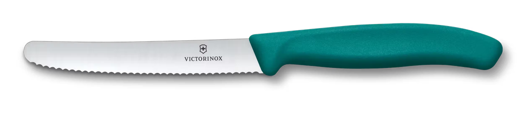 Swiss Classic, tomato &amp; table knife, 11cm, wavy, green 6.7834.C1