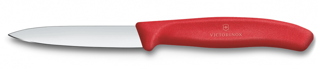 Swiss Classic, paring knife, 8cm, straight, pointed tip, red 6.7601.C1