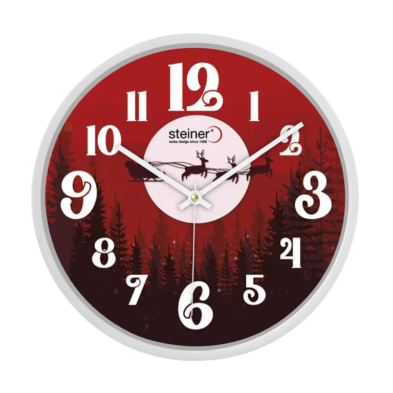 RELOJ PARED ANÁ.,31CM, NAVIDAD ROJO STWA24-3688PP-NV2