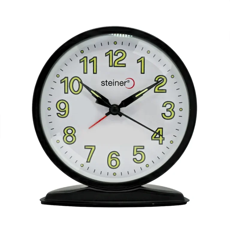 Reloj Despertador, redondo Análogo – Negro MT12401BK
