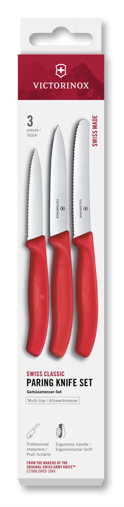 Swiss Classic, paring knife set, 3pcs, straight/wavy, green/red/black, box 6.7116.34C1
